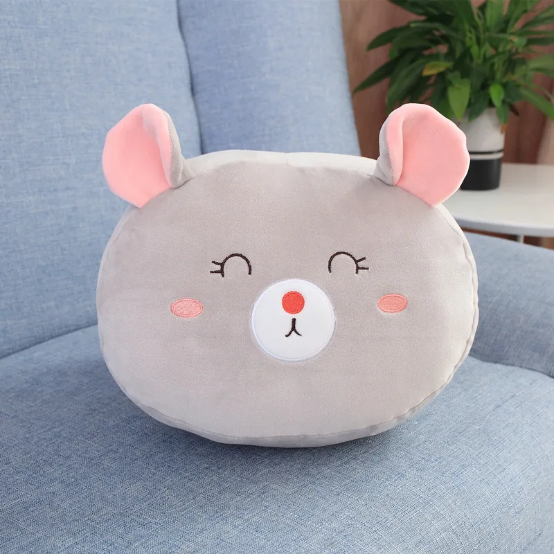 Mouse Мягкая хлопковая плюшевая подушка в виде животных с теплыми ручками, игрушки для малышей, милая Коала, лиса, мышь, единорог, плюшевые куклы для детей, подарок на день рождения - Цвет: Mouse