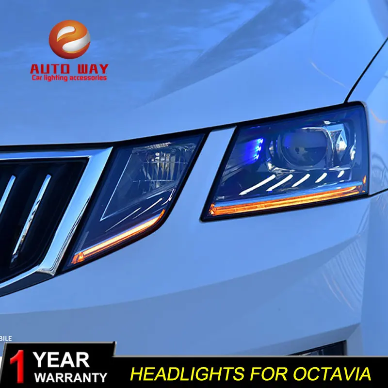 Высококачественный чехол для стайлинга автомобиля Skoda Octavia 2018 фары светодиодный