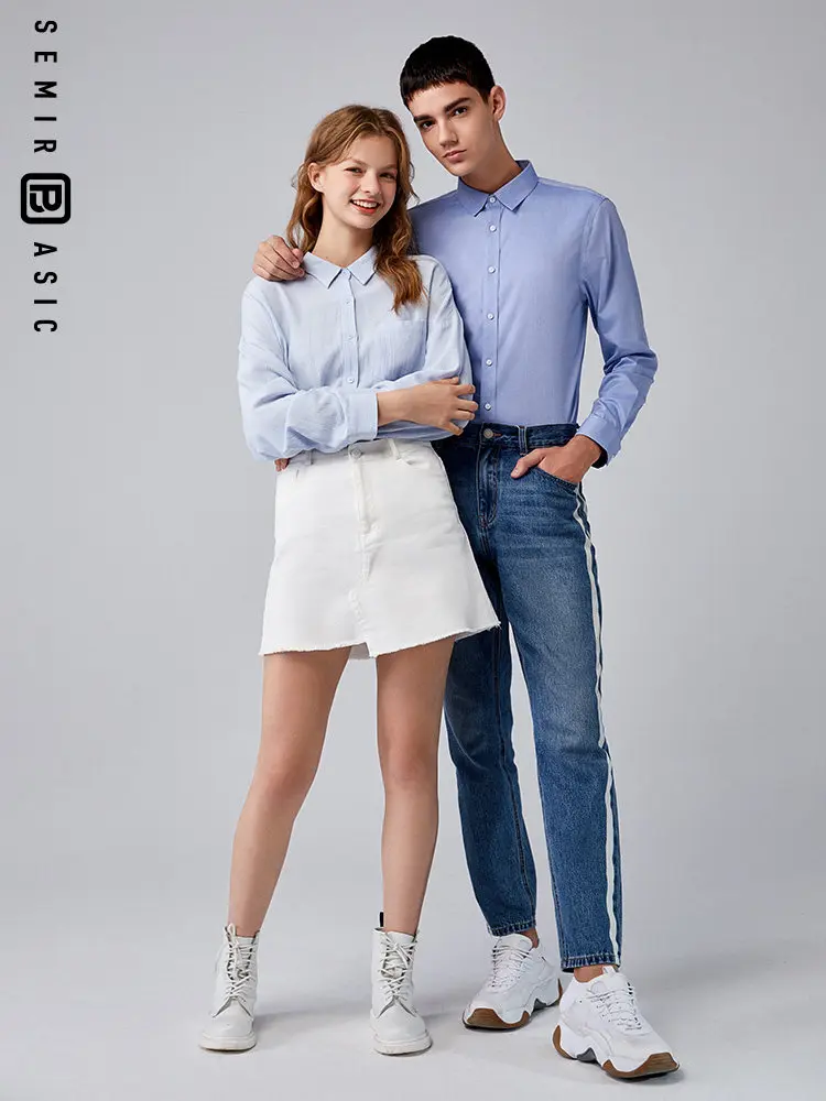SEMIR женская рубашка с длинным рукавом, осень, НОВАЯ шикарная ранняя Осенняя блузка, свободная одноцветная хлопковая рубашка для студентов