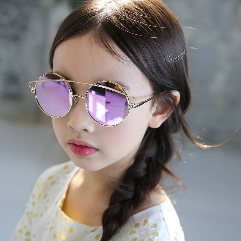 1186 ударные металлические солнцезащитные очки высокого качества для мальчиков и девочек, модные детские солнцезащитные очки, настоящая пленка, отражающая UV400 глаза