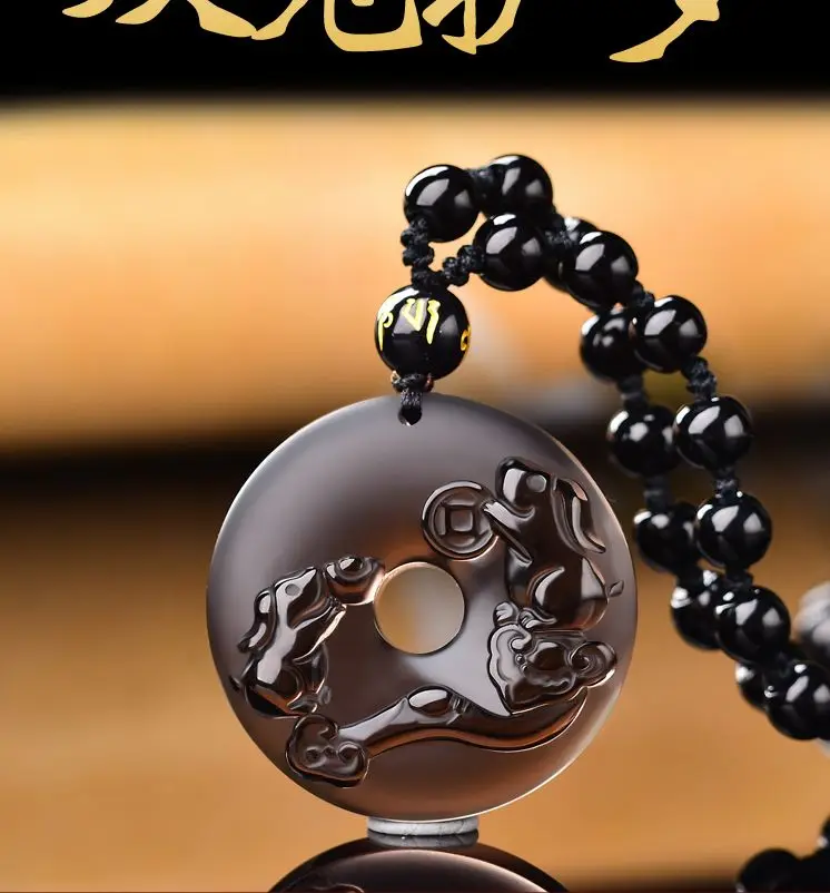 Quality Nature Brown Obsidian Pendant two Rabbit Amulet Chinese Zodiac Animal Sign Churinga | Дом и сад