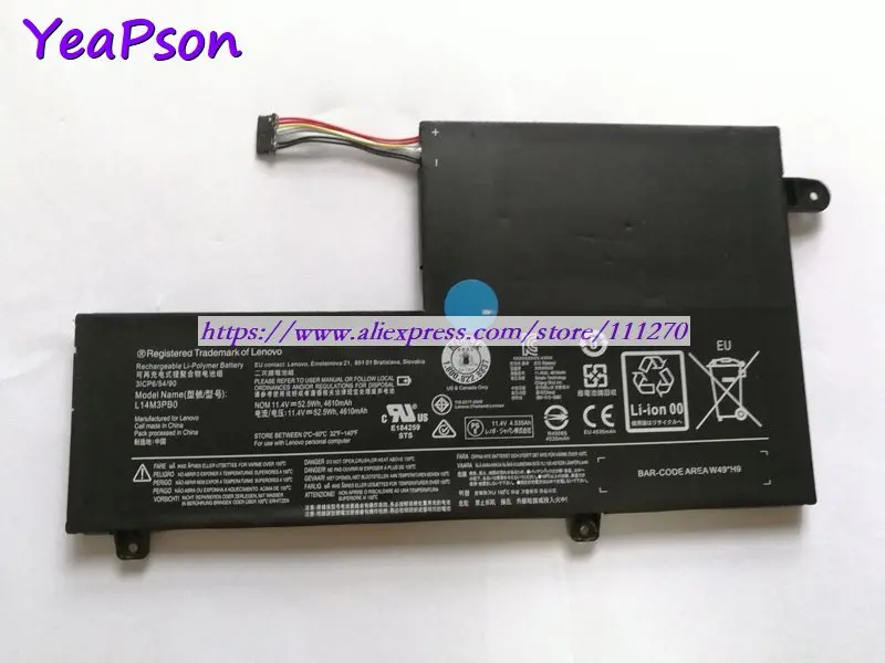 QISTAR 11 4 V 4610mAh подлинный L14M3PB0 L14L3PB0 Аккумулятор для ноутбука lenovo IdeaPad 320S 330S Flex 3 1470