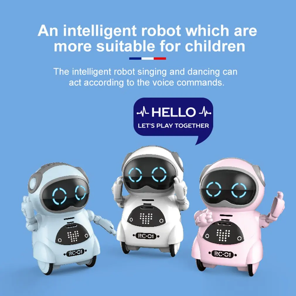 Хит, умный карманный мини-робот для прогулок, музыки, танцев, светильник, распознавание голоса, повторение разговоров, умная детская интерактивная игрушка