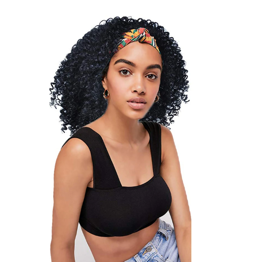 Good Buy Headband Wig Black Natural Synthetic Women Female-Hair Heat-Rresistant for Bouncy Curly oo3KMd10Ee6