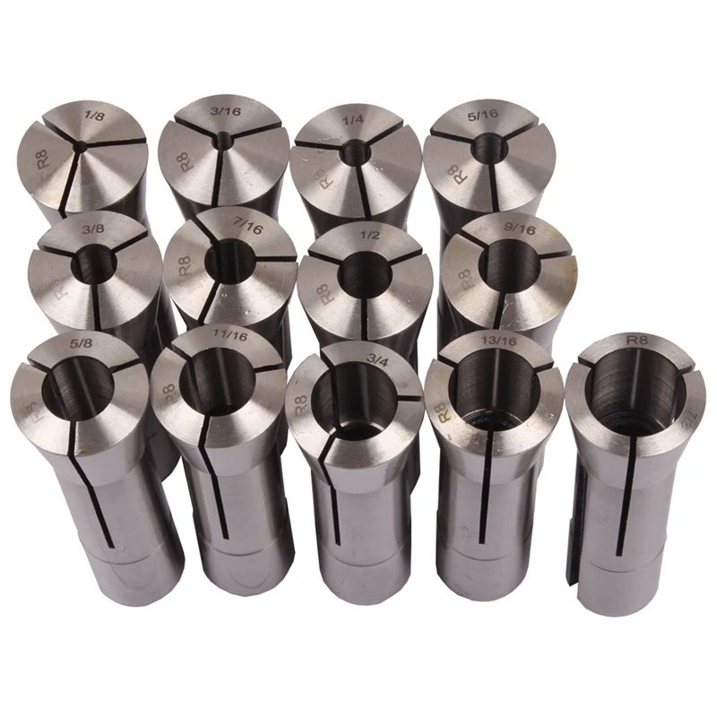 

13Pcs Precision R8 Collets Set 1/8 - 7/8 Inch Mill Chuck Holder for Bridgeport.0006