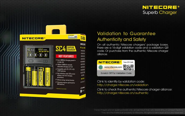 NITECORE SC4 интеллектуальная Быстрая зарядка превосходное ЖК-зарядное устройство 4 слота 6A выход совместимый литий-ионный аккумулятор 18650 14500 16340 AA