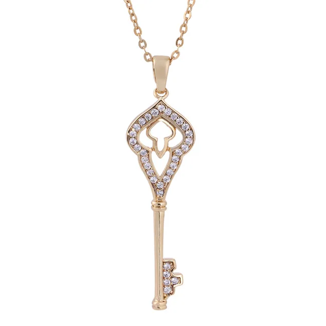 Popular 925 Silver Mosaic Zircon Key Pendant Trendy Chain Necklace Fashion Charm Personality Jewelry Accessories | Украшения и