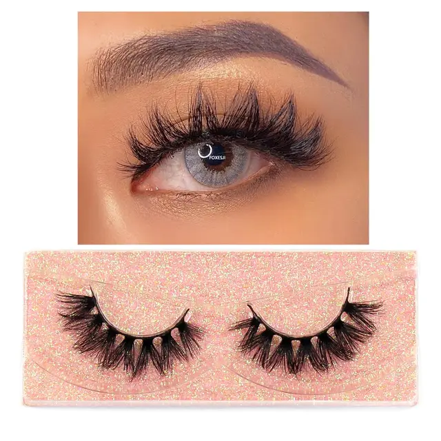 FOXESJI Makeup Eyelashes 3D Mink Lashes Fluffy Soft Wispy Natural Cross Eyelash Extension Reusable Lashes Mink False Eyelashes K51