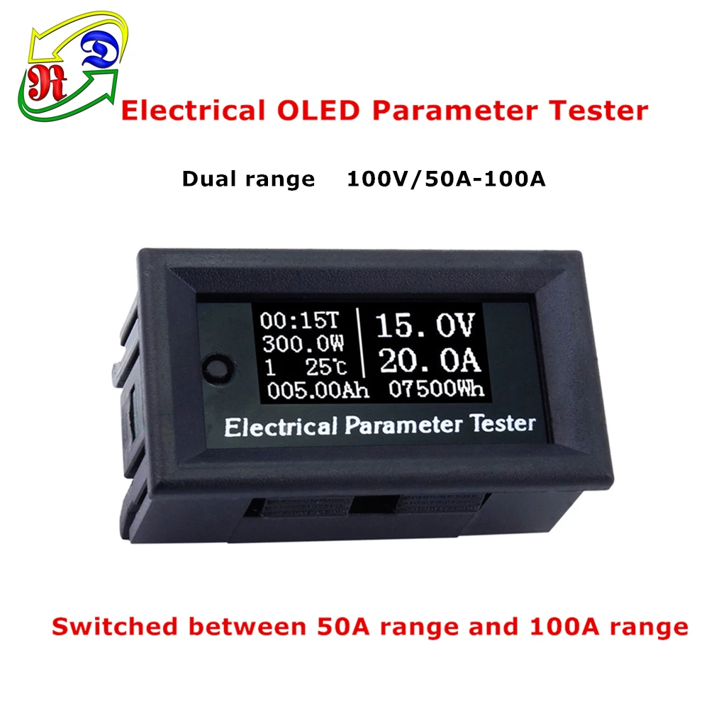 RD dual range 100 v/50A/100A 7в1 OLED Многофункциональный тестер напряжения тока Емкость