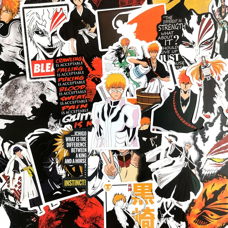 50 шт./компл. Прохладный аниме Bleach ПВХ Водонепроницаемый Стикеры для телефона Ноутбук Рюкзак чемодан для скейтборда холодильник Детская игрушка Стикеры