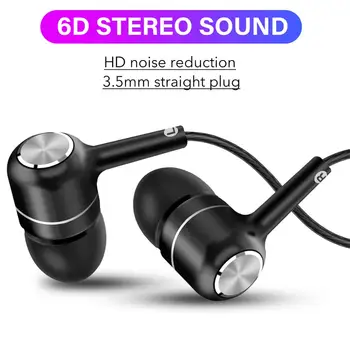

6D Stereo Earphones In Ear 3.5MM Wired Earphone Volume Control Headphones With Mic For Redmi Note 8 Pro Mi A3 A50 A70 P30 Lite