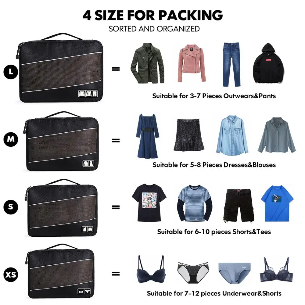 Travel Bags Soperwillton Men Women Travel Bag Male Female 210 D Polyester 4 5 8 Pieces Packing Cubes Travel Luggage Organizer Cube Set #501