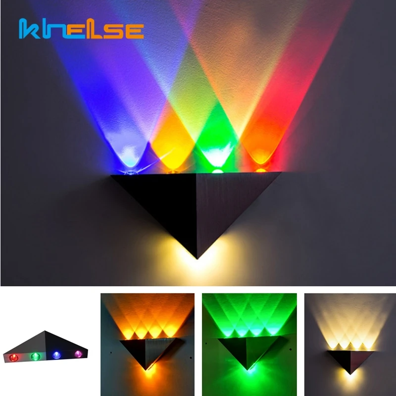 3W RGB LED Aluminum Triangle Wall Lamp Modern Home Light Indoor Decor Lamp 
