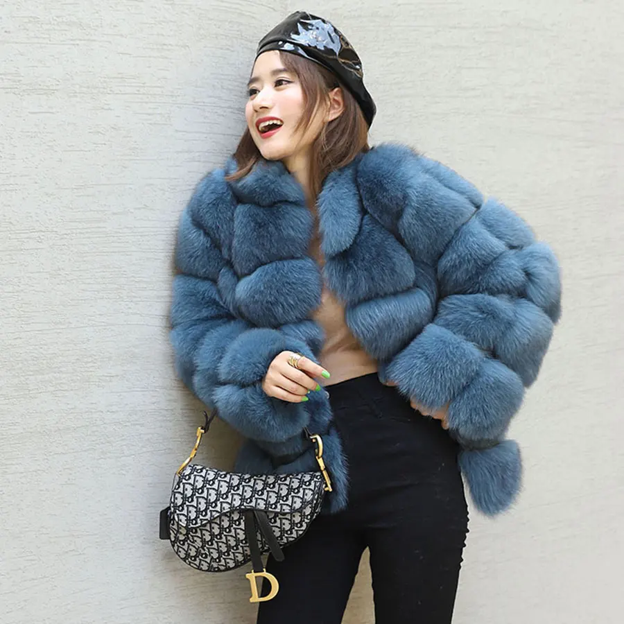 

2019 Fashion Womens Real Fur Coat Genuine Fox Fur Coats Middle Aged Women Mandarin Collar Full Sleeves Women Winter Coat Jackets