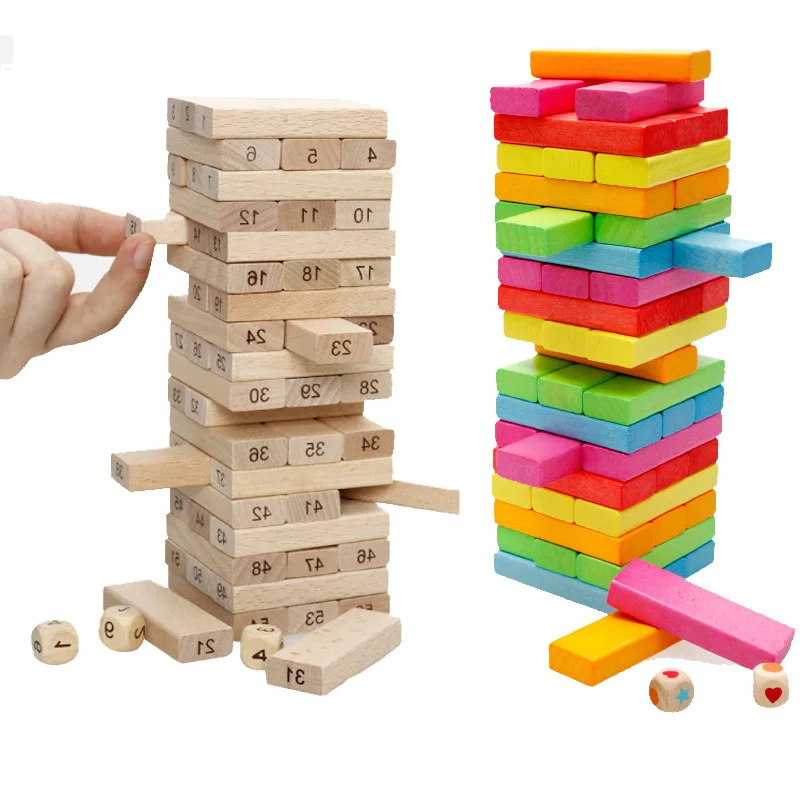 

Solid Wood Educational Force with Numbers Parent And Child Pumping Lamination Wooden Toys Children Tabletop Game Jenga