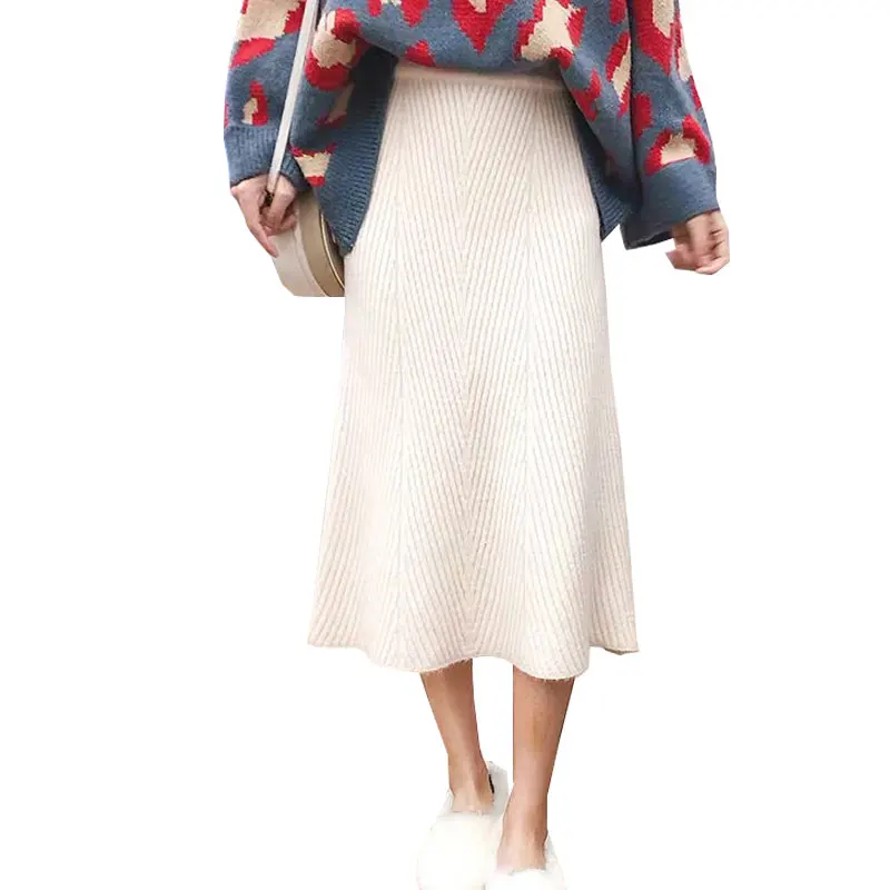 2019 Hoge Taille Vrouwen Gebreide A-lijn Lange Rokken Vintage Herfst Winter Dikke Vrouwen Midi Rok Faldas Jupe Femme Saia 2019 Hoge Taille Vrouwen Gebreide A-lijn Lange Rokken Vintage Herfst Winter Dikke Vrouwen Midi Rok Faldas Jupe Femme Saia