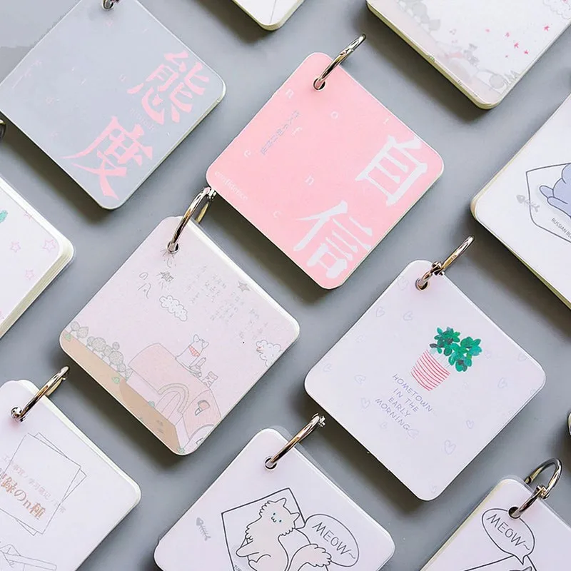 

4pcs Portable Loose Leaf Planner Notepad Ring Binder Schedule Book Diary Coil Notebook Students Office and School Stationeries