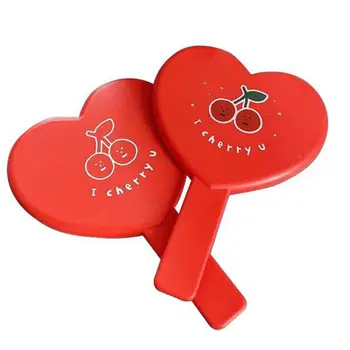 

Heart-Shaped Red Handheld Mirror Cartoon Cherry Vintage Cosmetic Makeup Tool