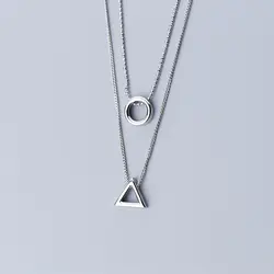 MloveAcc 2019 Горячая продажа 925 стерлингового серебра двухуровневые, треугольные и круглый талисман кулон ожерелья для женщин девушки