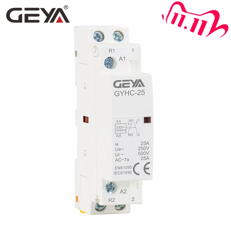 Бесплатная доставка автоматический контактор переменного тока GEYA GYHC 2P 25A 2NC 2NO 1NO1NC