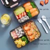 Portable Lunch Box Student Travel Microwave Heating Food Container Plastic Bento Box Lunch Bag For Women Kids Cooler Thermal Bag 3