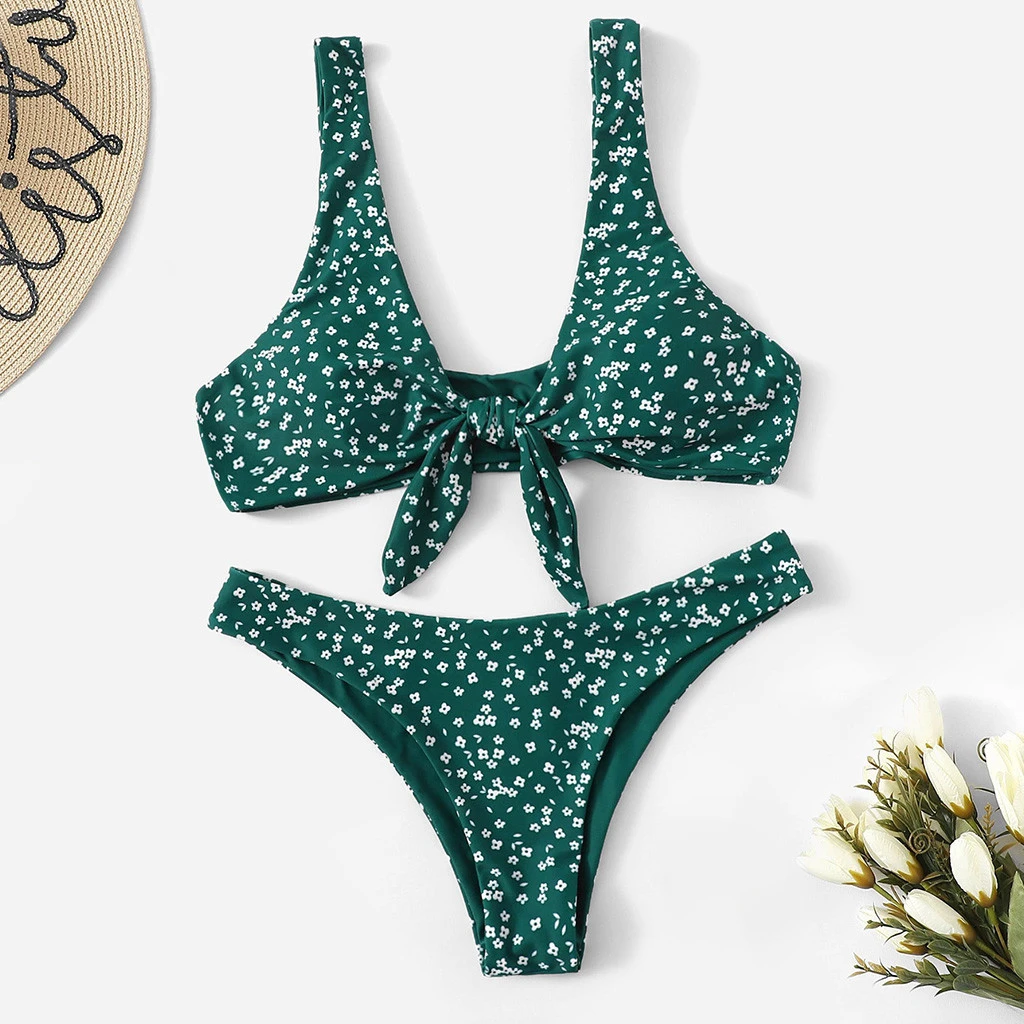 tropical print bikini set