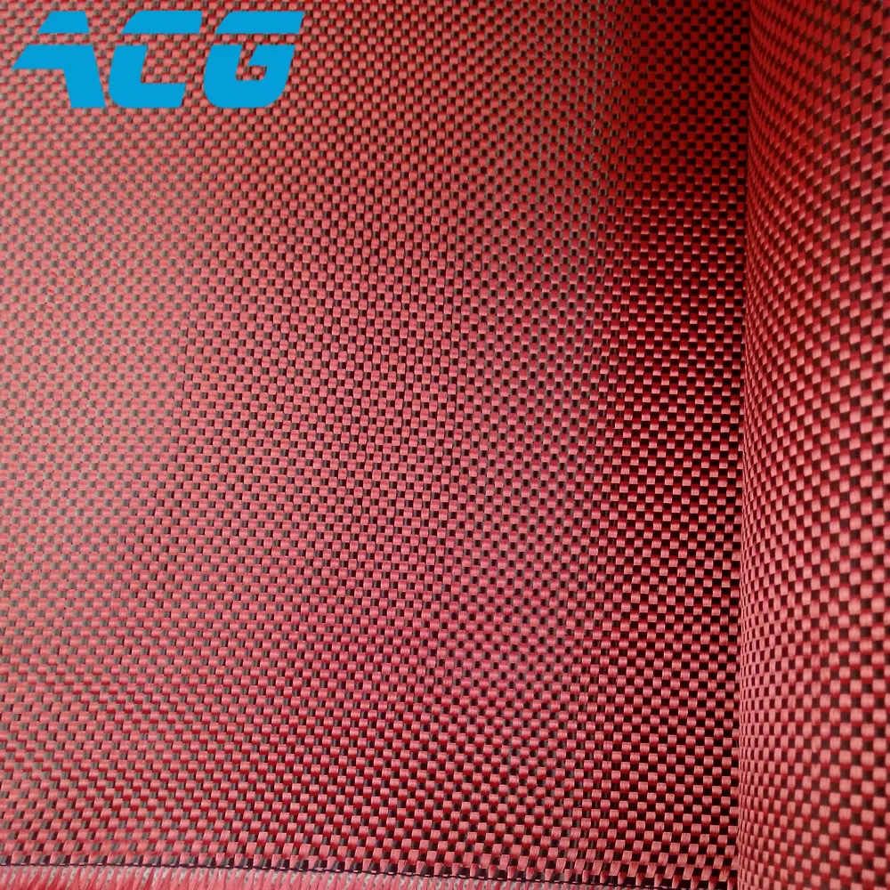 red plain weave 200GSM равнина/саржа переплетения гибридное красочное углеродное волокно кевларовая ткань - Цвет: red plain weave