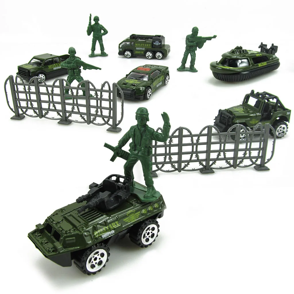 Игра в мозги, новинка, сплав, военный боевой автомобиль, танк, водный корабль, солдат и солдат, набор из 12 предметов, 7,15