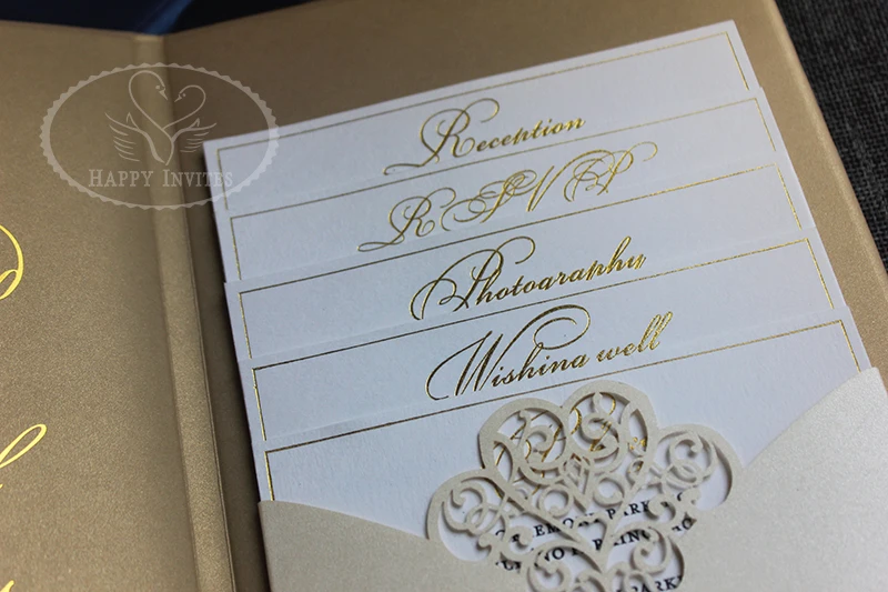 HI3038 - 18 Custom Hardcover Wedding Card With Nice Laser Cut Design Made in China More Colors Optional