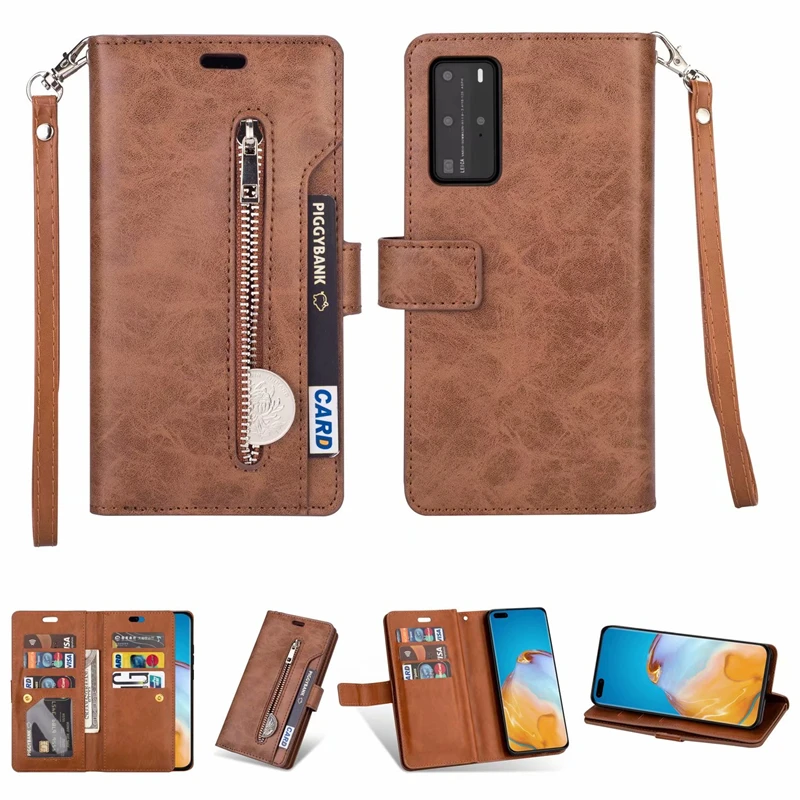 Роскошный чехол кошелек на молнии для Huawei P40 Pro P20 P30 Lite Mate 10 20 Y6 Y7 P Smart 2019 Honor 8A со