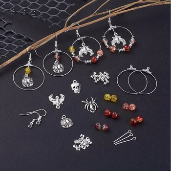 

DIY Halloween Charm Dangle Earrings Making Kit Kidney Earwire Hoops