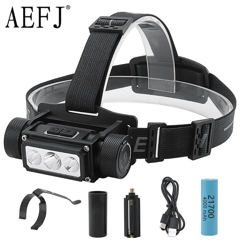 Super Bright 3 Led L2 Headlamp Flashlight Typec Usb Rechargeable