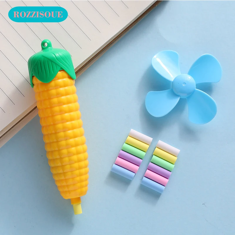 

Kawaii Electric Eraser with Electric Fan Cute Corn Electronic Pencil Rubber for Kids Painting Drawing Stationery School Supplies