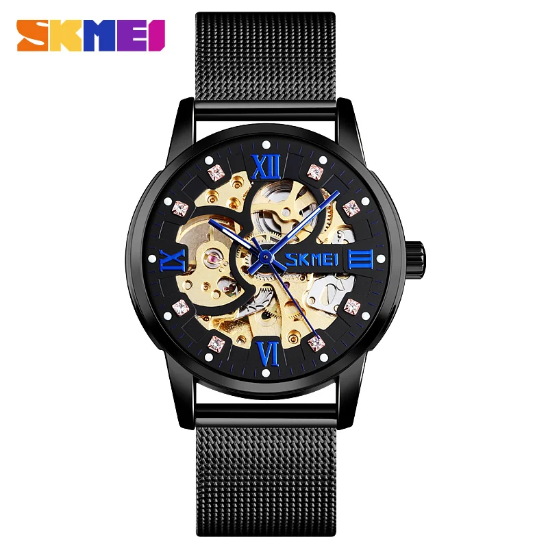 

Skmei Automatic Mechanical Watch for Men Hollow out Gear Design Strainless Steel Wrist Men's Watches Waterproof Wristwatch 9199