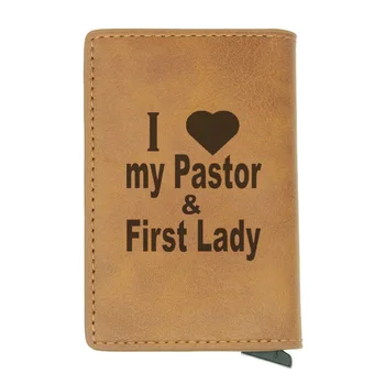 

i love my pastor First lady Design Rfid Card Holder Men Women Wallets Short Purse Leather Slim Wallets Mini Wallet Gifts