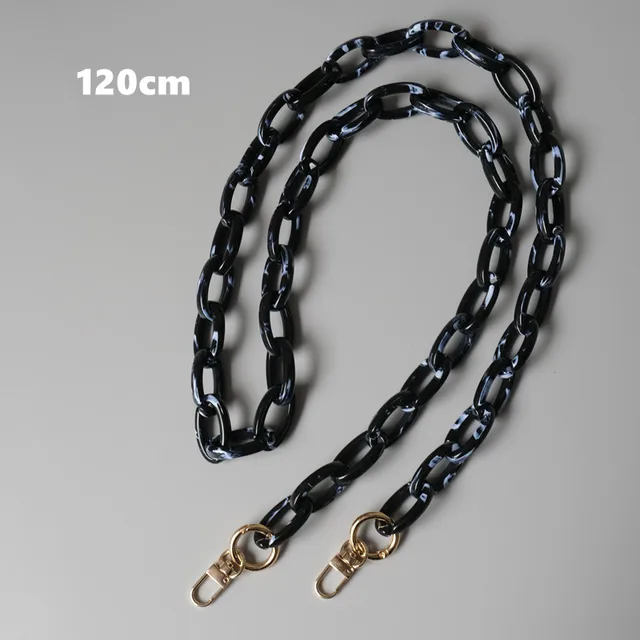 New Fashion Woman Handbag Accessory Parts Cute Chain Black Acrylic Resin Chain Luxury Strap Women Shoulder Clutch Handle Chain Long 120cm