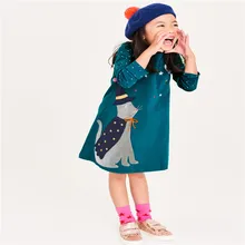 Jumping meter/платья принцессы с аппликацией; одежда с длинными рукавами для девочек; костюм для рождественской вечеринки; сезон осень-весна; детское платье с изображением животных