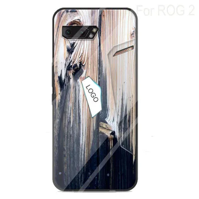 Синий Чехол для телефона Asus ROG Phone2 ZS660KL из закаленного стекла с деревянным камнем и рисунком для игр ROGPhone2 - Цвет: Синий