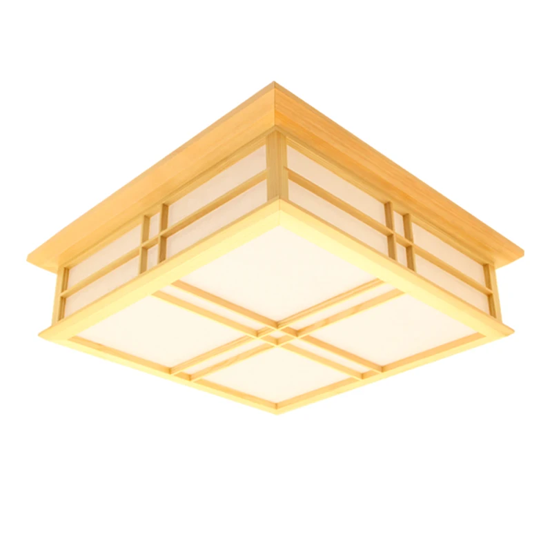 

55x55cm Modern LED Lighting Flush Mount Ceiling Fixtures Light Solid Wood Japanese Room Tatami LED Lamp Ceiling Lamp Natural