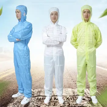 

Unisex Anti-Static Dustproof Hooded Isolation Gown Protective Coverall Overall