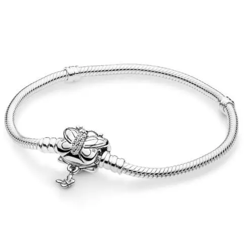 925 пробы серебряный браслет Moments декоративная застежка-бабочка змейка цепочка браслет подходит из бисера Шарм модные ювелирные изделия