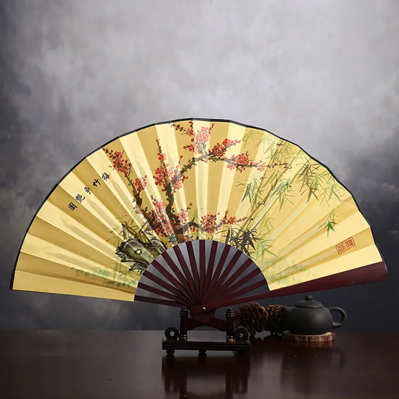 30 pcs Decoration Silk Folding Hand Fan Large Chinese Wedding Party Favor Mens Dance Show Costume Accessories