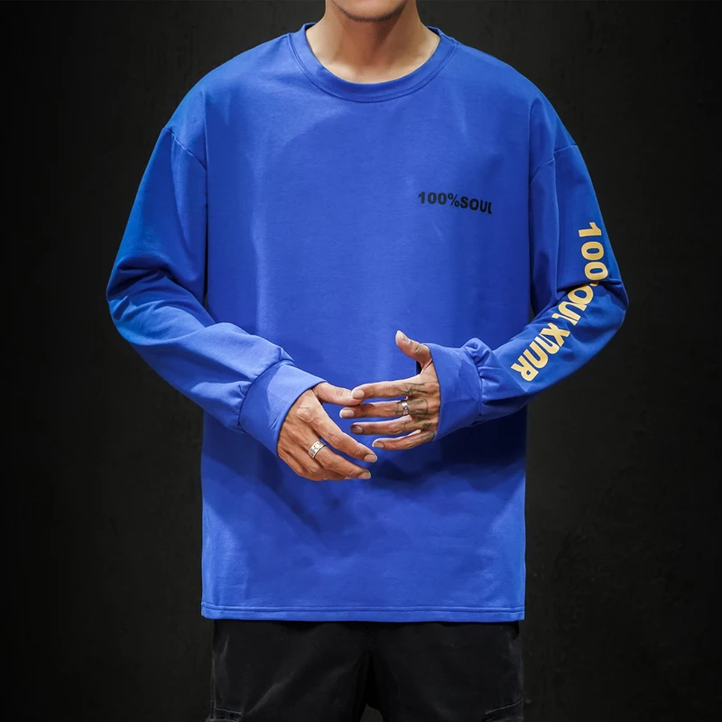 

2019 Spring And Autumn Men's New Casual Letter Pattern Printing Round Neck Hoodies Loose Temperament Trend Cotton Harajuku