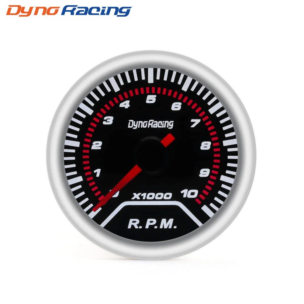 Dynoracing Tachometer 2" 52mm Smoke Lens 010000 Rpm Gauge Super Bright