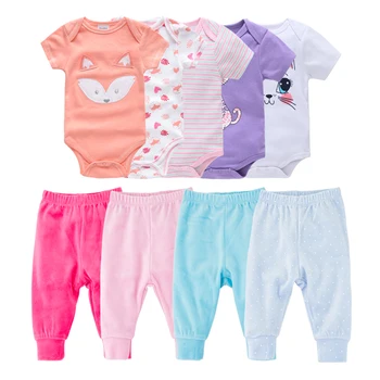 

Honeyzone Solid Baby Bodysuit+Pants 9PCS/SET Cotton Newborn Baby Boy Girl Clothes Set ropa bebe Breathable Baby Boy Outfits