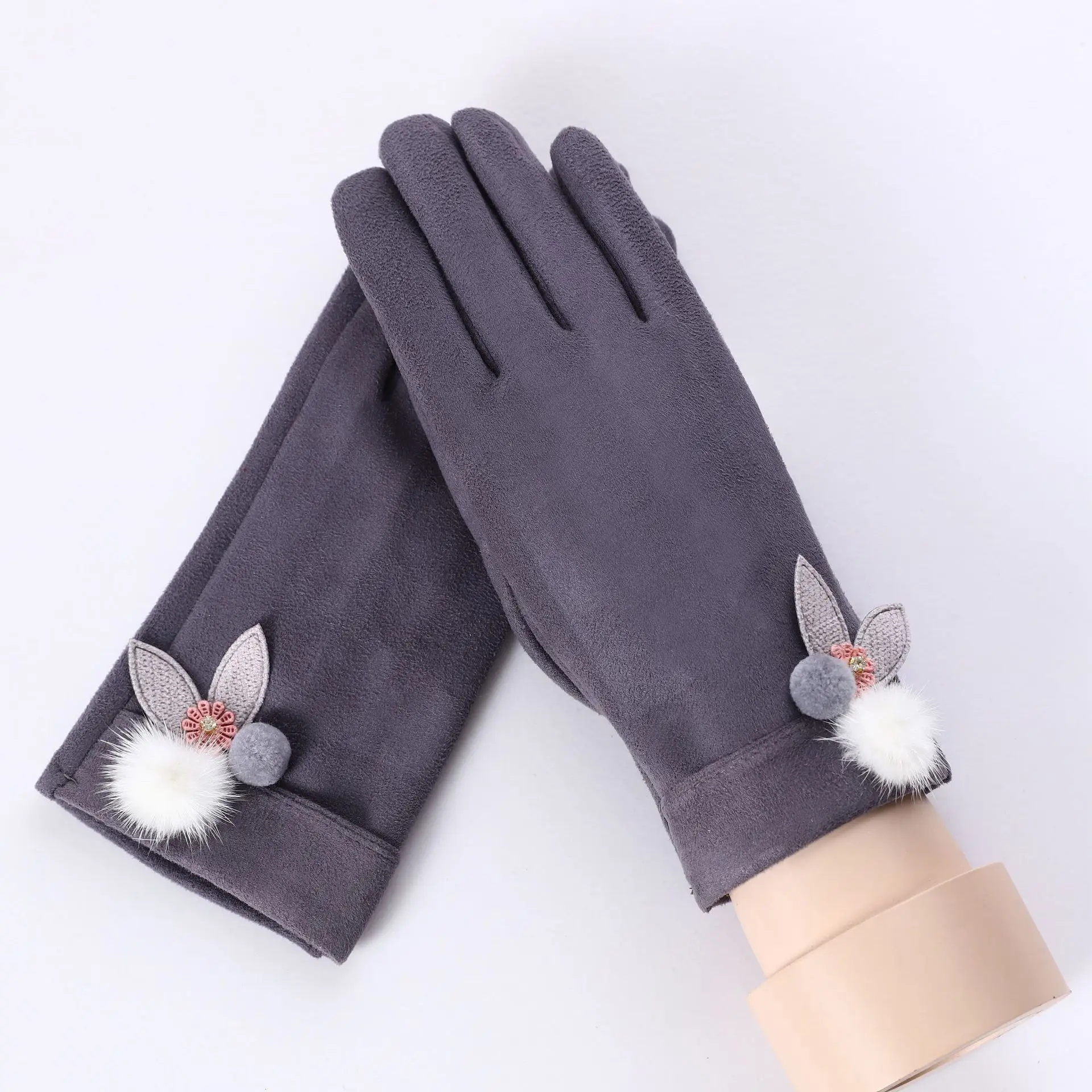 082F grey Классические женские модные зимние перчатки Luvas De Inverno для активного отдыха, спортивная теплая варежки Eldiven Solid Pink Guantes Femme - Цвет: 082F grey