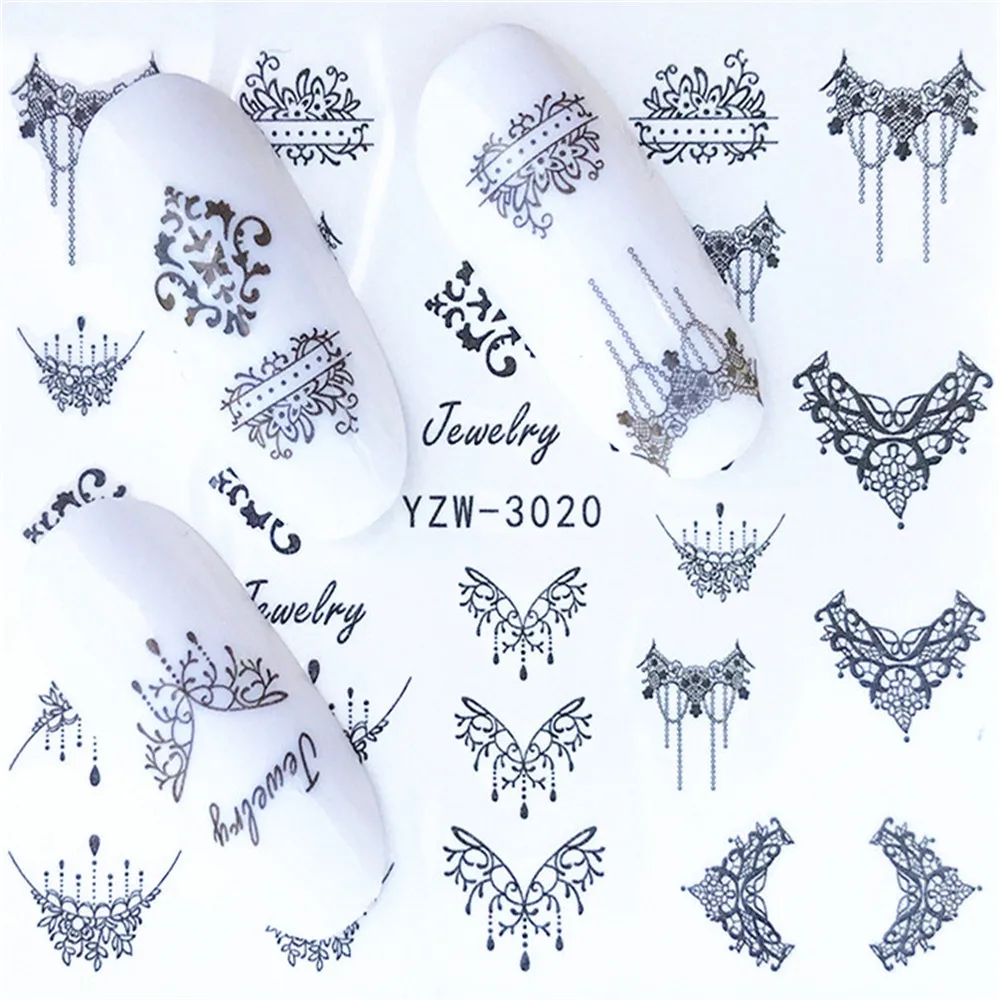 1 шт. наклейка на ногти водная наклейки для женщин белое платье с цветочным