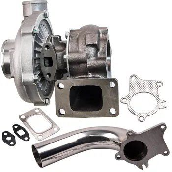 

For HYBRID T3 T4 T03 T04E T3 Flange 2.5 inch V-band 0.5 A/R 0.63 A/R Turbo Charger+Stainless Steel Downpipe 2.5"