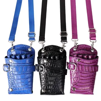 

2020 New Hair Stylist Pocket Hairdressing Tool PU Leather Pouch Scissors Bag with Strap