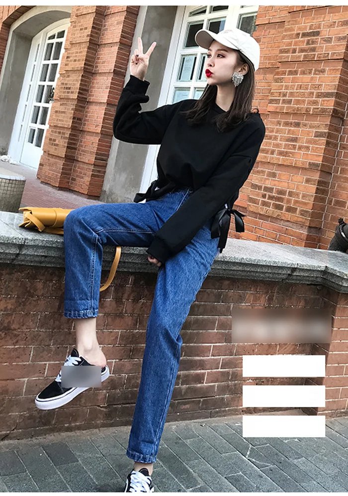 Jeans For Women High Waist Cotton White Harem Mom Jeans Spring New Plus Size Black Women Jeans Denim Pants Beige Blue